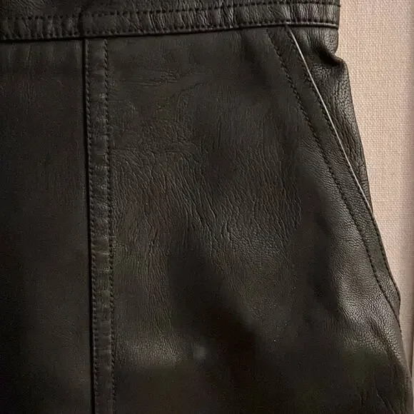 French Black snap front faux leather skirt XS - Picture 2 of 15